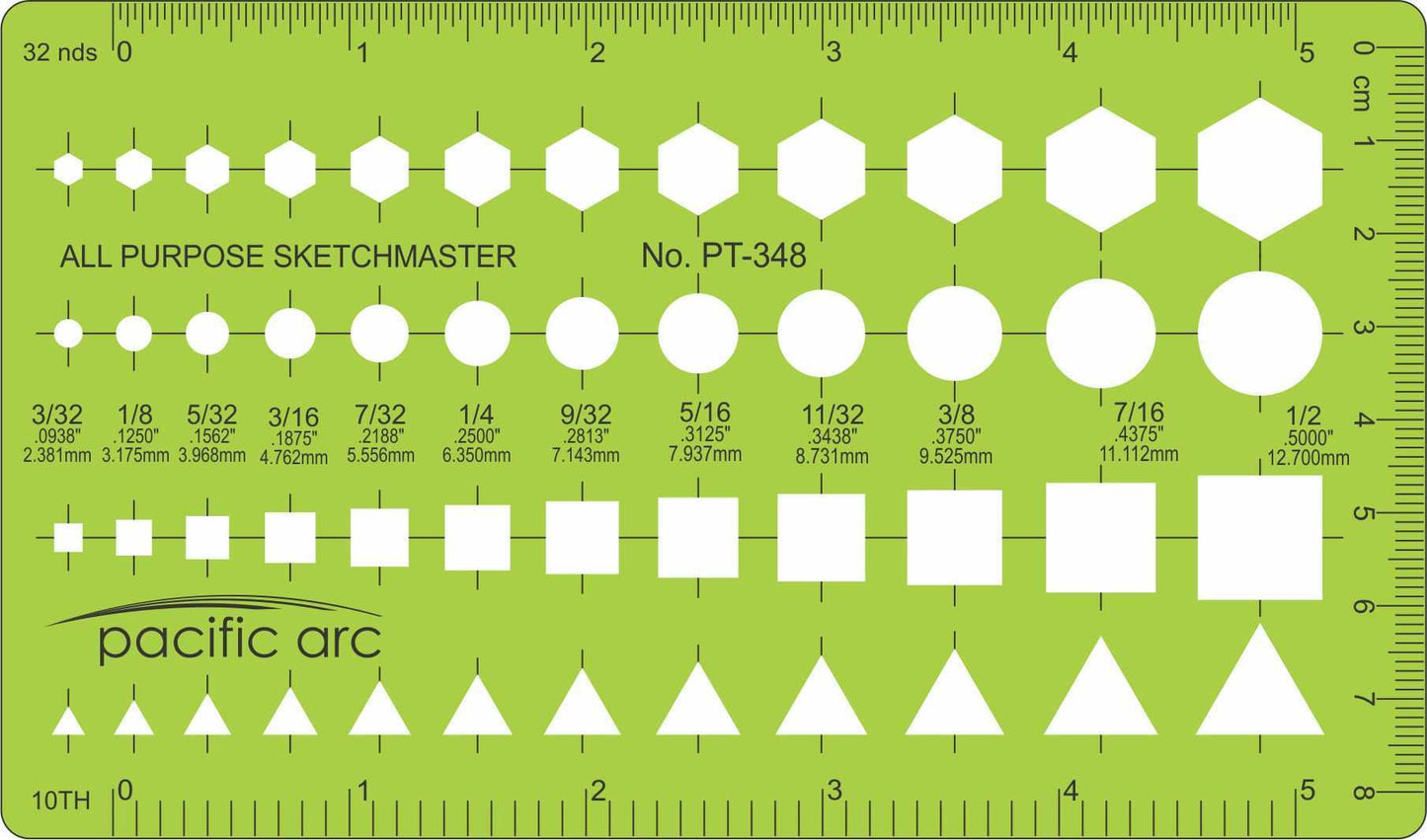 Pacific Arc - General Purpose Templates - Stencils for Drafting and Circle Drawing - Professional or School work, for architects, designers, draftsmen, and artists