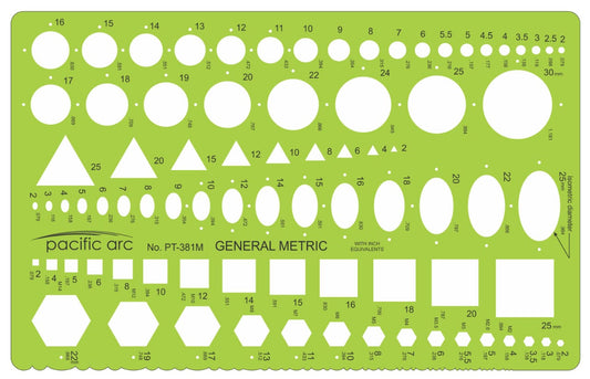 Pacific Arc - General Purpose Templates - Stencils for Drafting and Circle Drawing - Professional or School work, for architects, designers, draftsmen, and artists