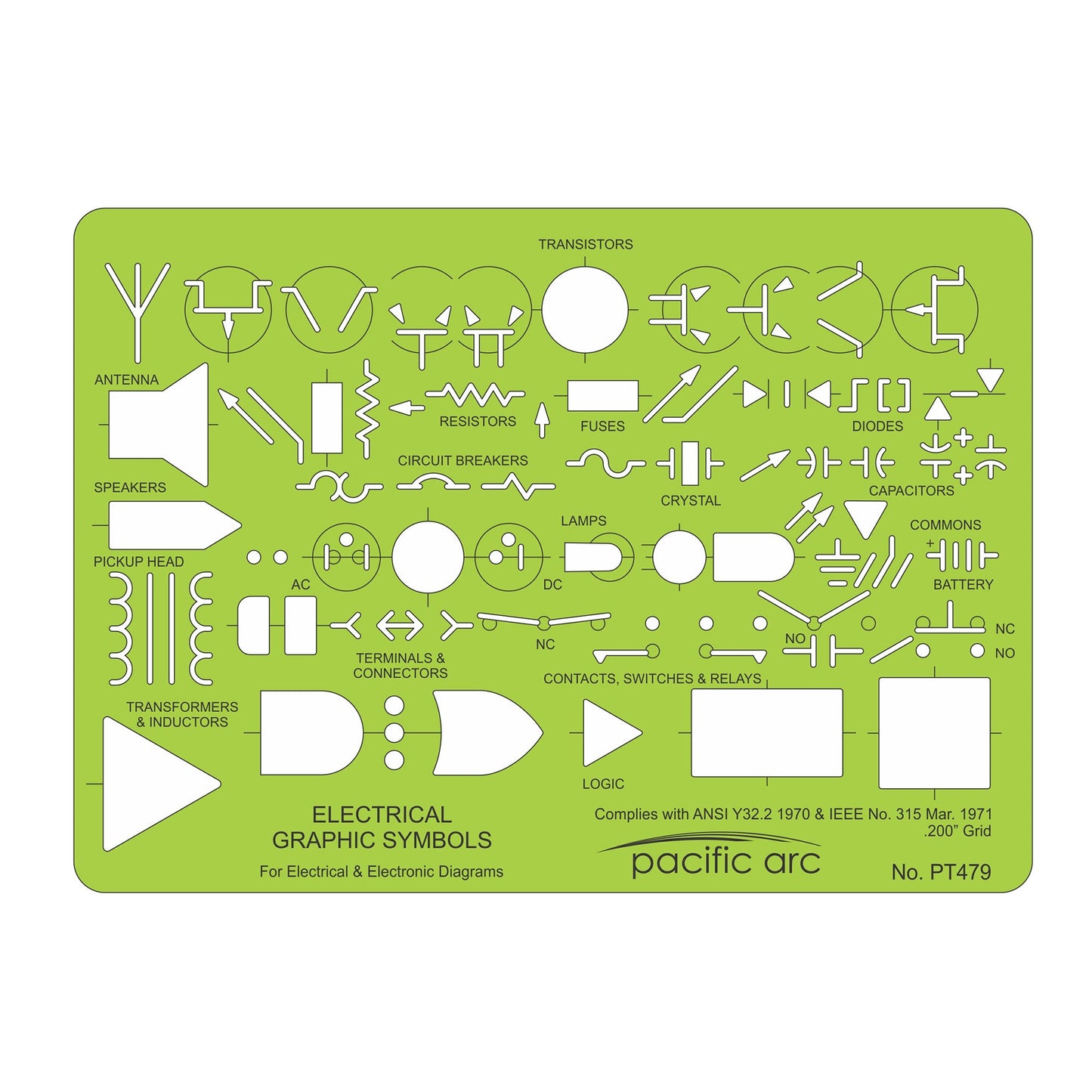 Pacific Arc Electrical Template Guide, perfect for layouts and drafting for architects, draftsmen, students, and artists