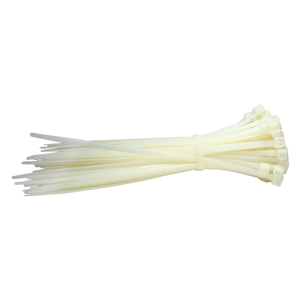 QualGear 8 in Self-Locking Cable Ties, White, 100 Pack, CT4-W-100-P