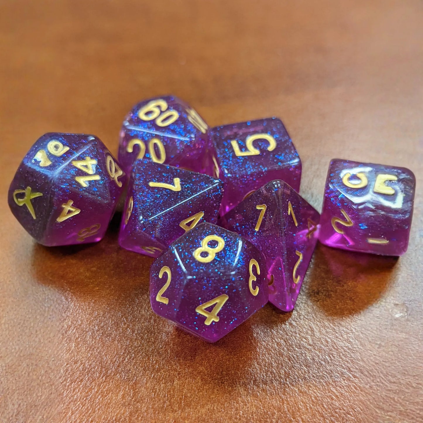 Time Walker | Purple w/Gold Glitter 7-Dice Set RPG Dice Set