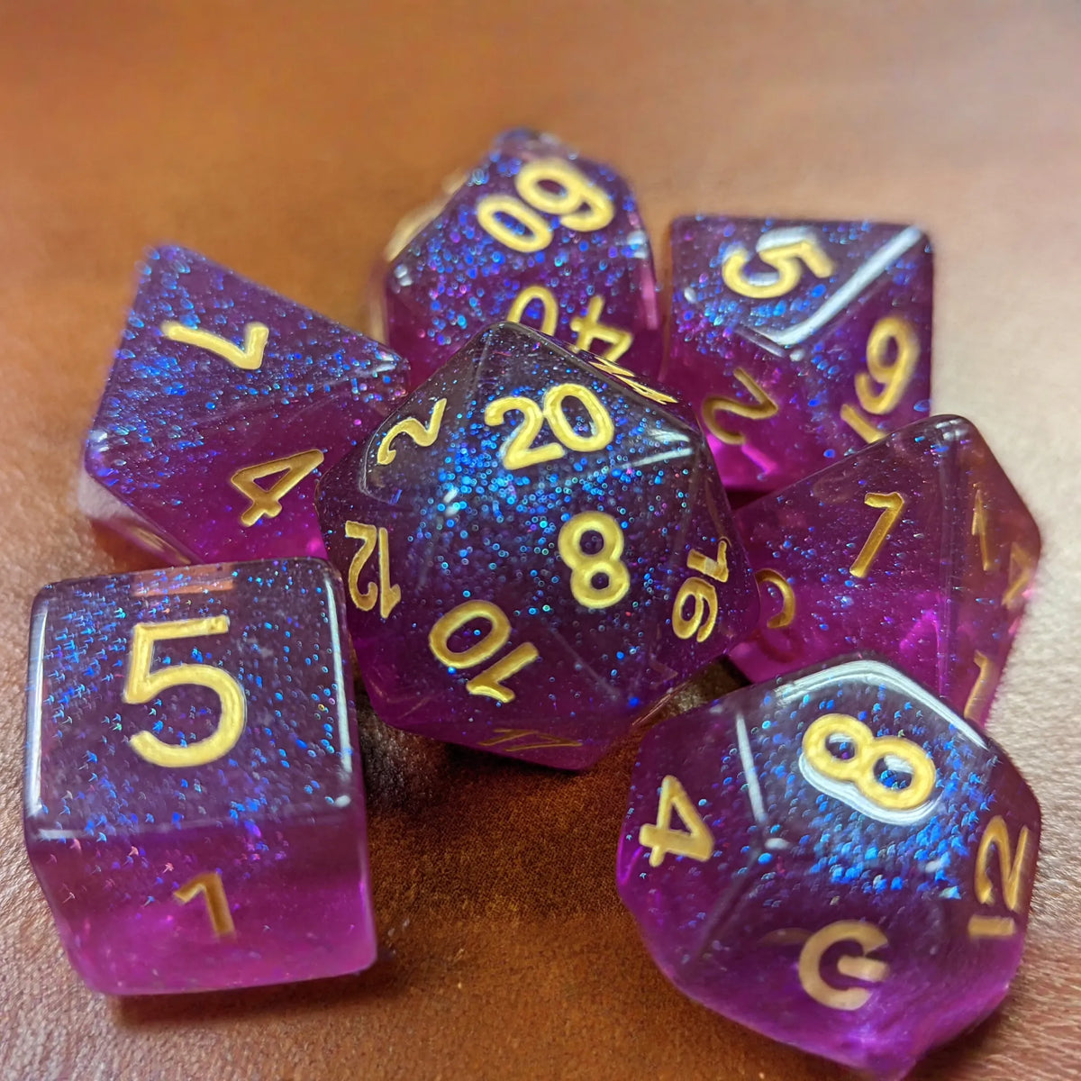 Time Walker | Purple w/Gold Glitter 7-Dice Set RPG Dice Set