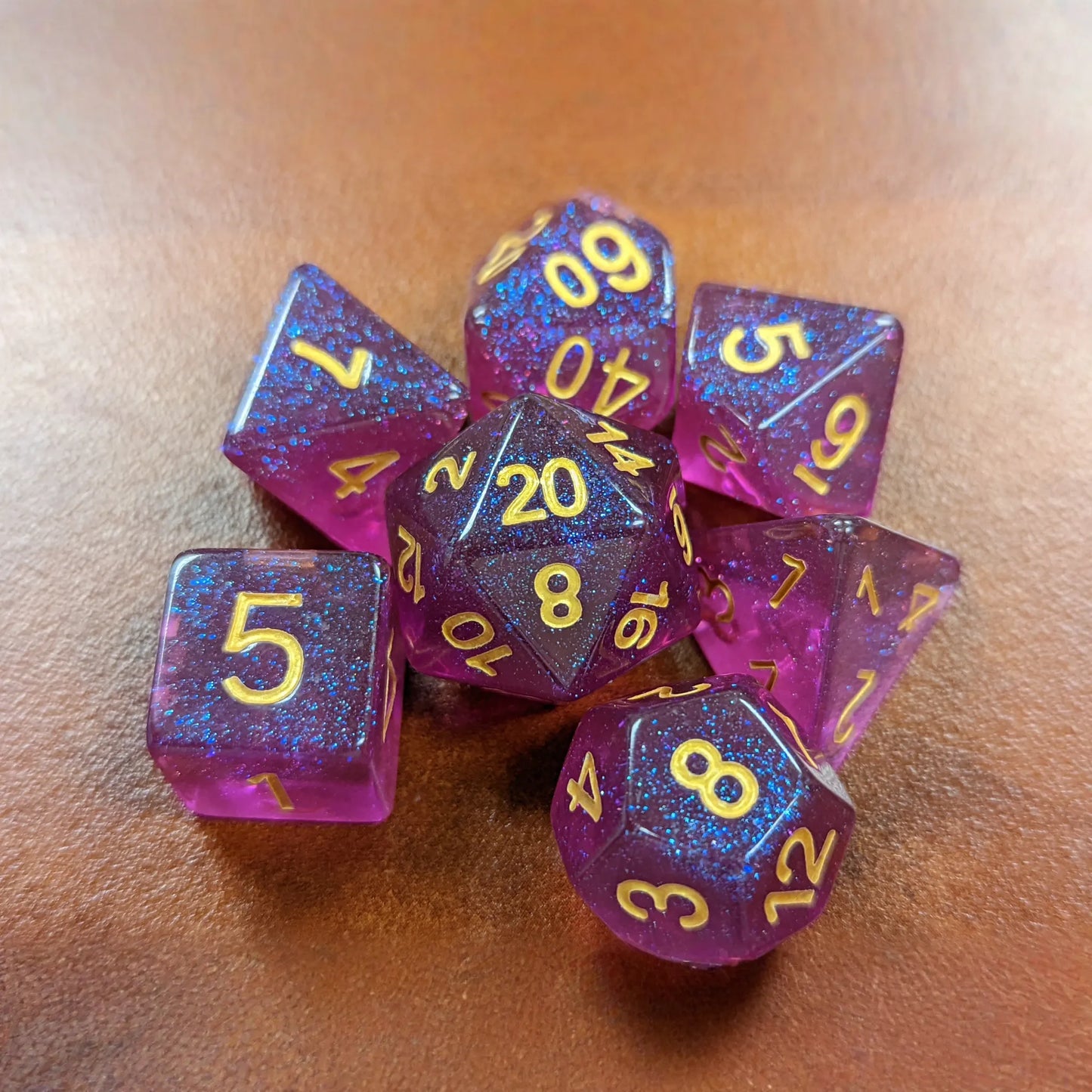 Time Walker | Purple w/Gold Glitter 7-Dice Set RPG Dice Set
