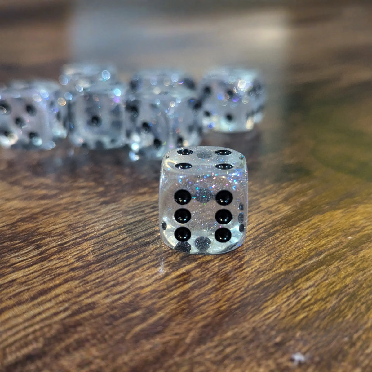 The Time Walker | Clear Glitter 16mm d6 Dice w/Black - 🆕 New Arrivals, All Products, Products from BrycesDice, 🧸 Toys + Games - Little Red General Store