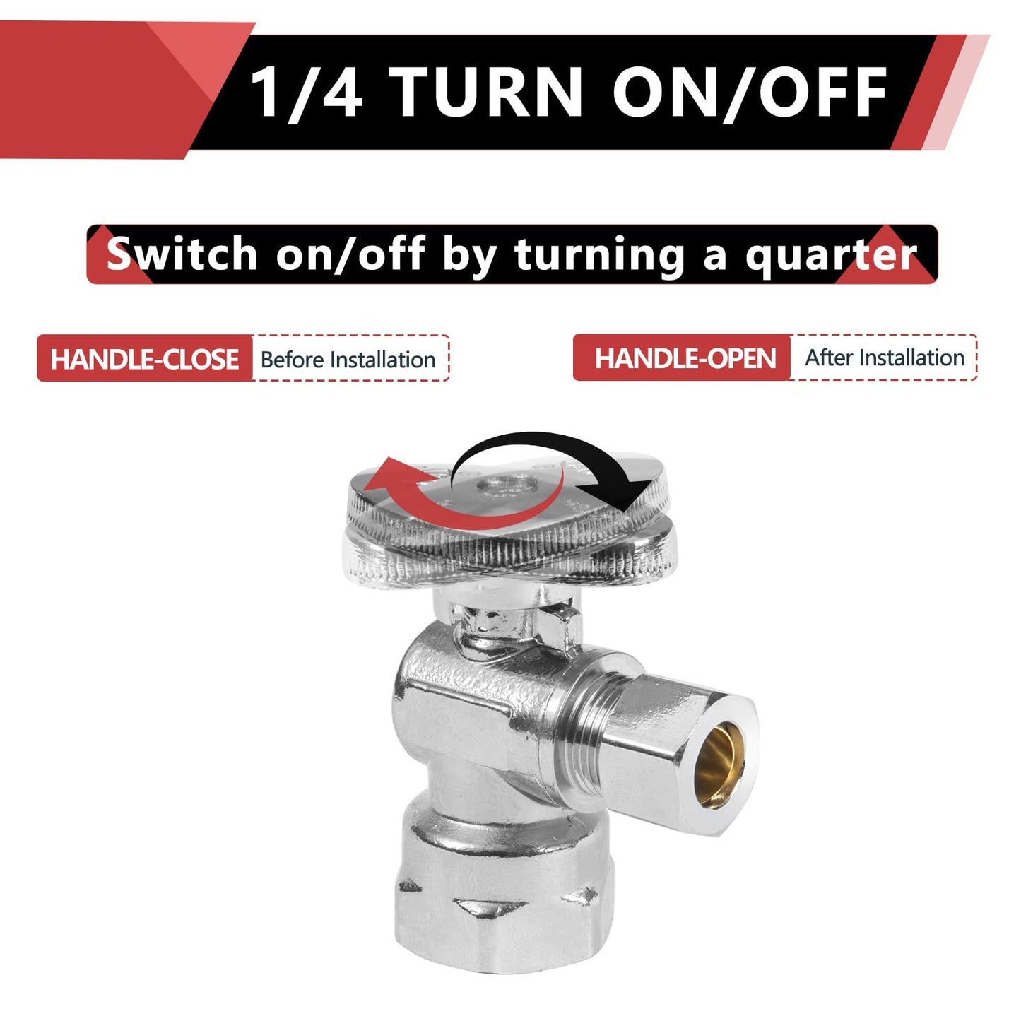 1/2" FIP x 3/8" OD Compr. Angle Stop Valve, 1/4 Turn (Lead Free)