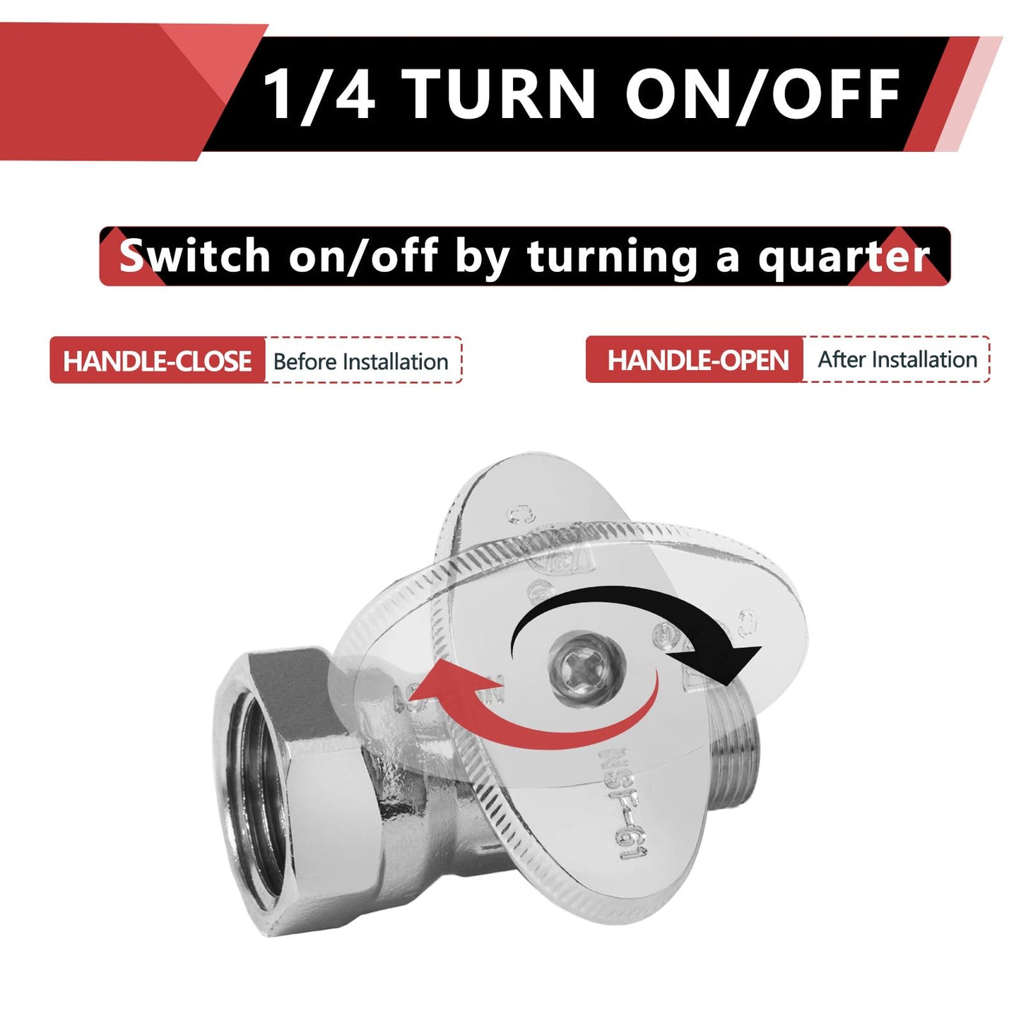 1/2" FIP x 3/8" OD Compr. Straight Stop Valve, 1/4 Turn (Lead Free)