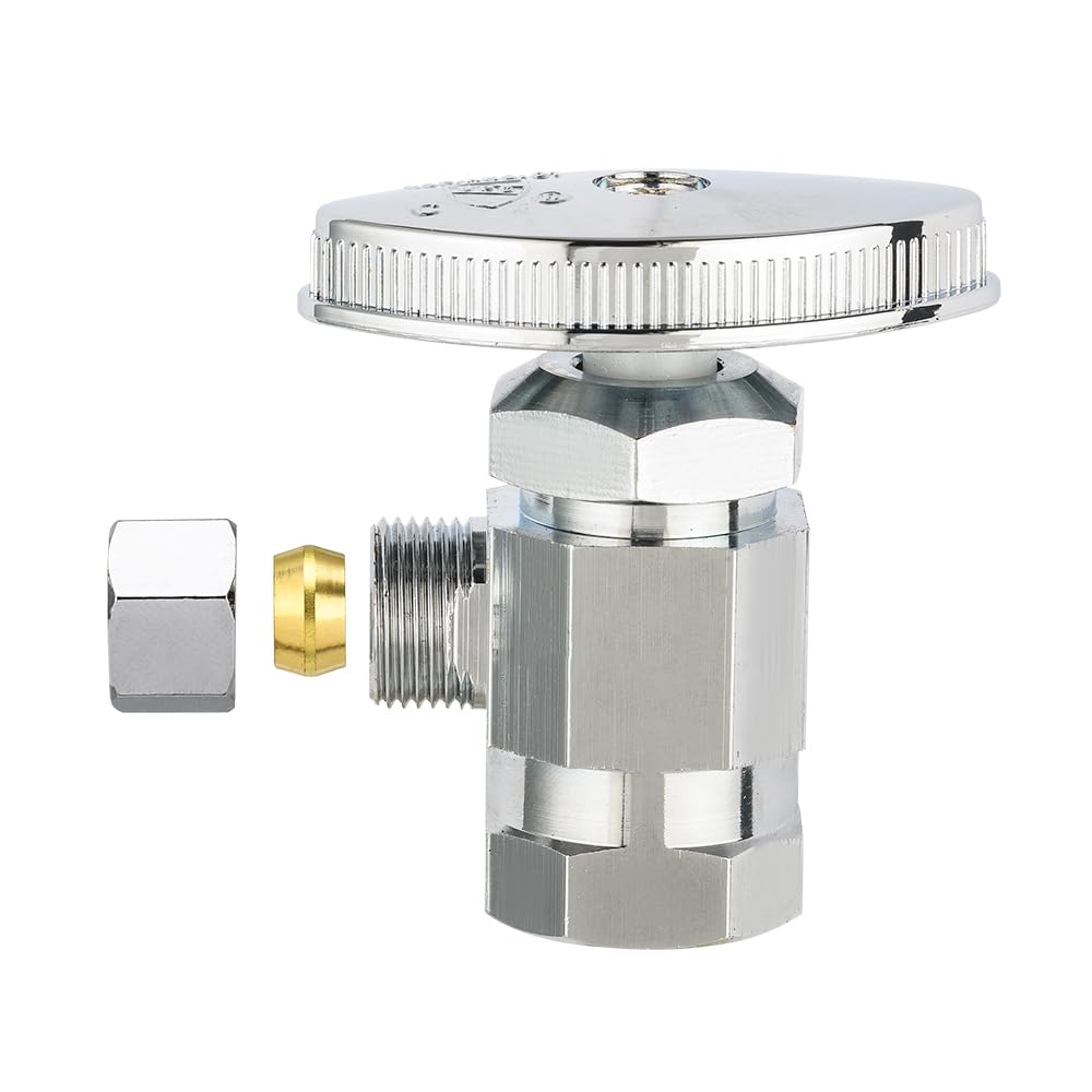 1/2" FIP x 3/8" OD Compr. Angle Stop Valve, Multi Turn (Lead Free)