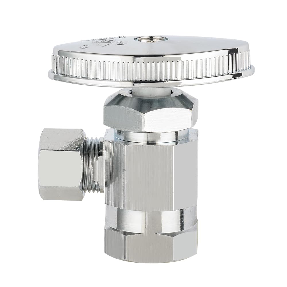 1/2" FIP x 3/8" OD Compr. Angle Stop Valve, Multi Turn (Lead Free)