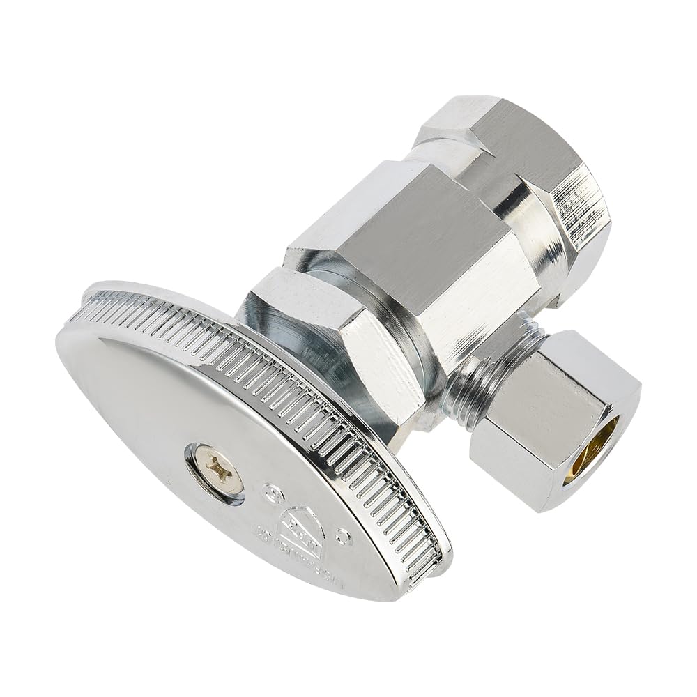 1/2" FIP x 3/8" OD Compr. Angle Stop Valve, Multi Turn (Lead Free)