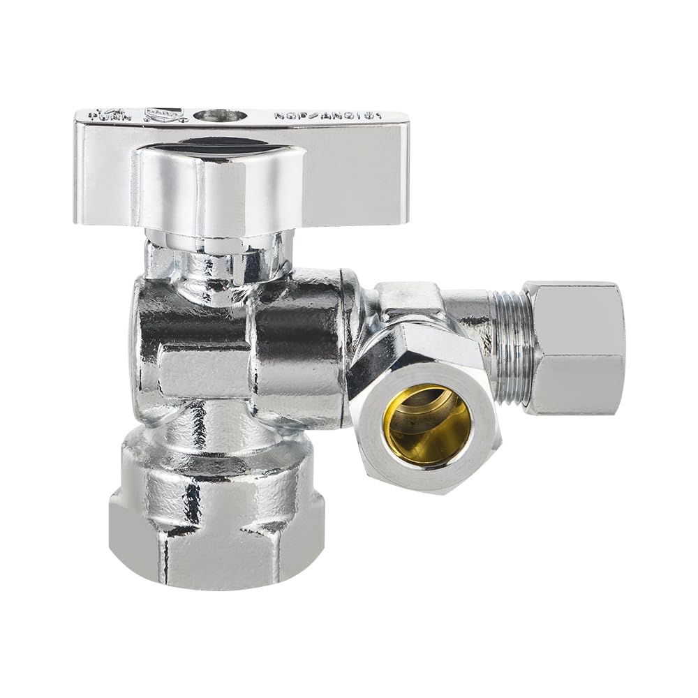 1/2" FIP x 3/8" OD Compr. x 3/8" OD Compr. Split Angle Stop Valve, 1/4 Turn (Lead Free)