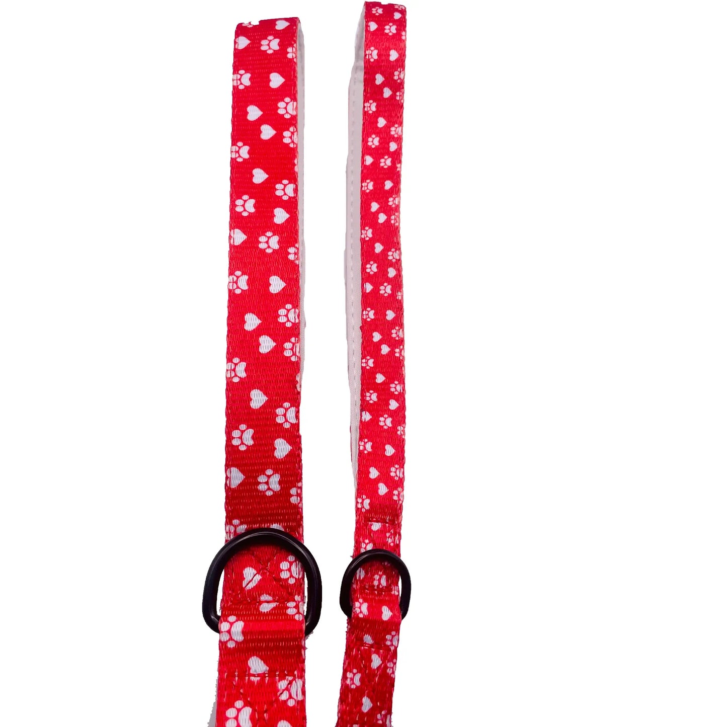 Valentines Day Paw Prints & Hearts Red Dog Leash