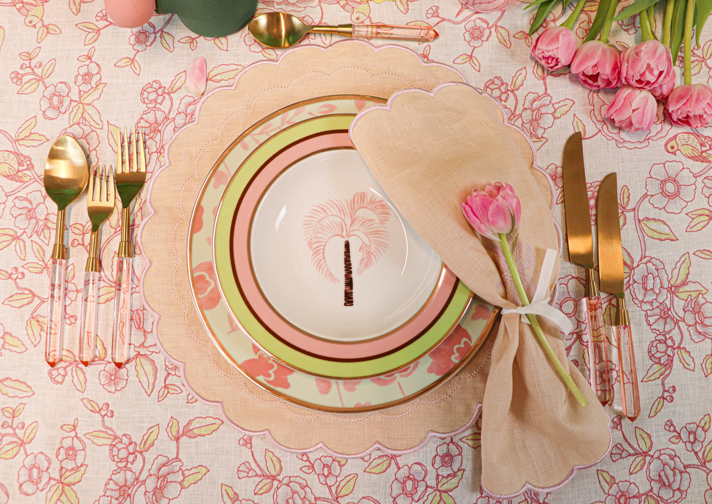 24pc Set Peony Blush Cutlery - 6 Piece - Set of 4