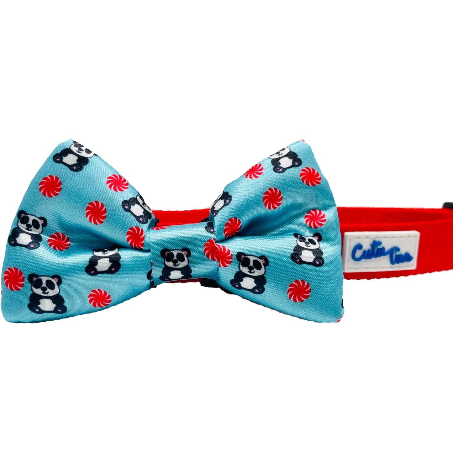 Peppermint Panda Blue Dog Bow Tie