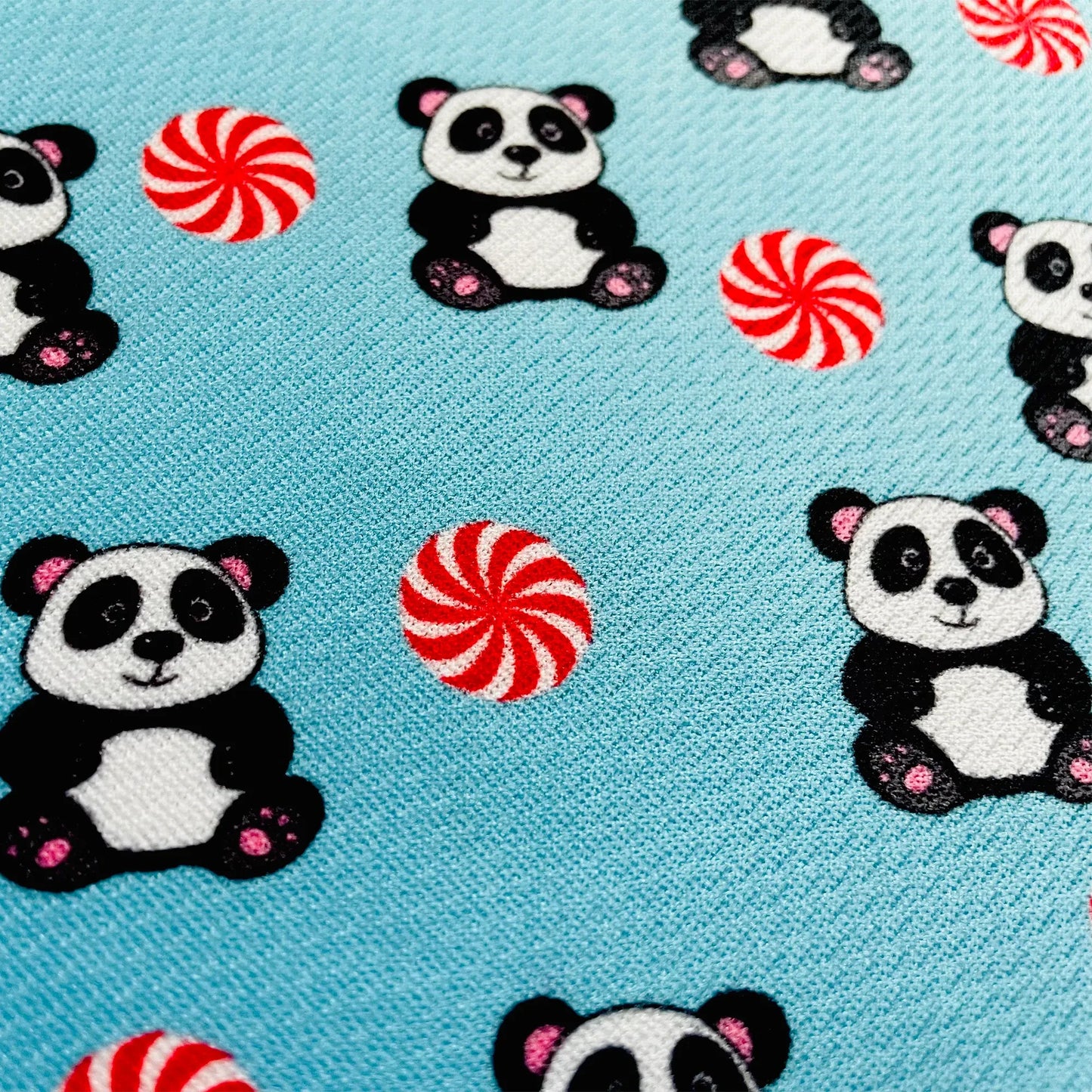 Peppermint Panda Blue Tie On Dog Bandana