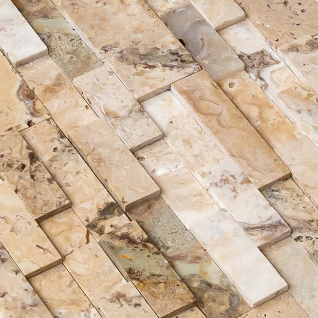 Philadelphia Ledger 3D Panel 6"x24" Natural Travertine Wall Tile - Full Truckload