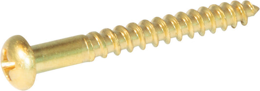 8 x 5/8 Phillips Round Wood Screw Brass