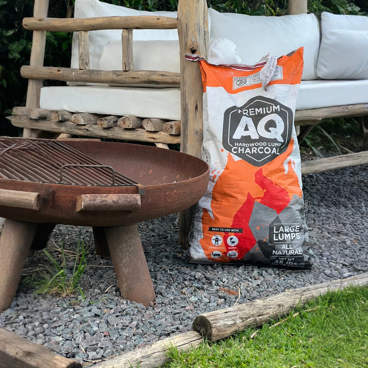 35 lbs AQ Hardwood Lump Charcoal bag