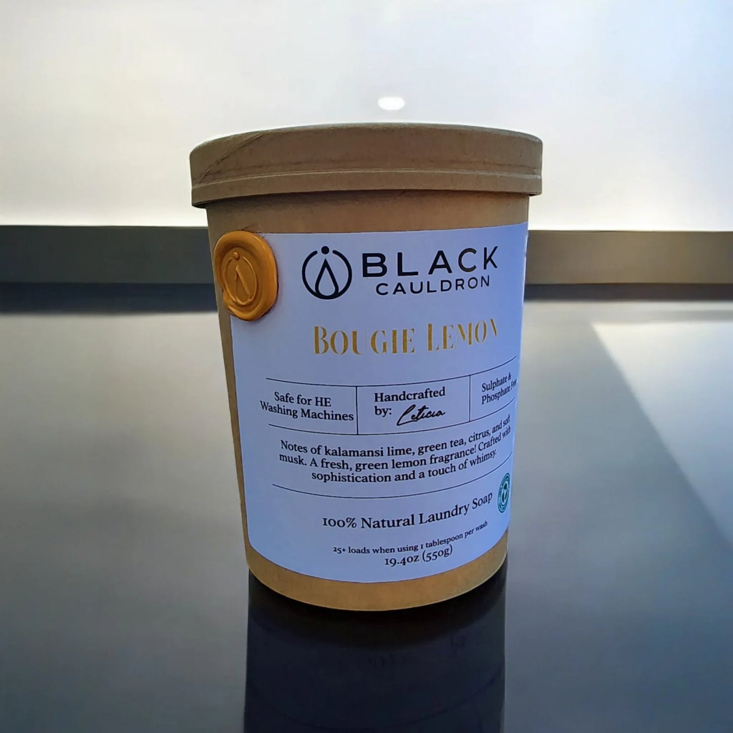 Bougie Lemon Laundry Soap Powder 19.4oz - fully compostable packaging!!