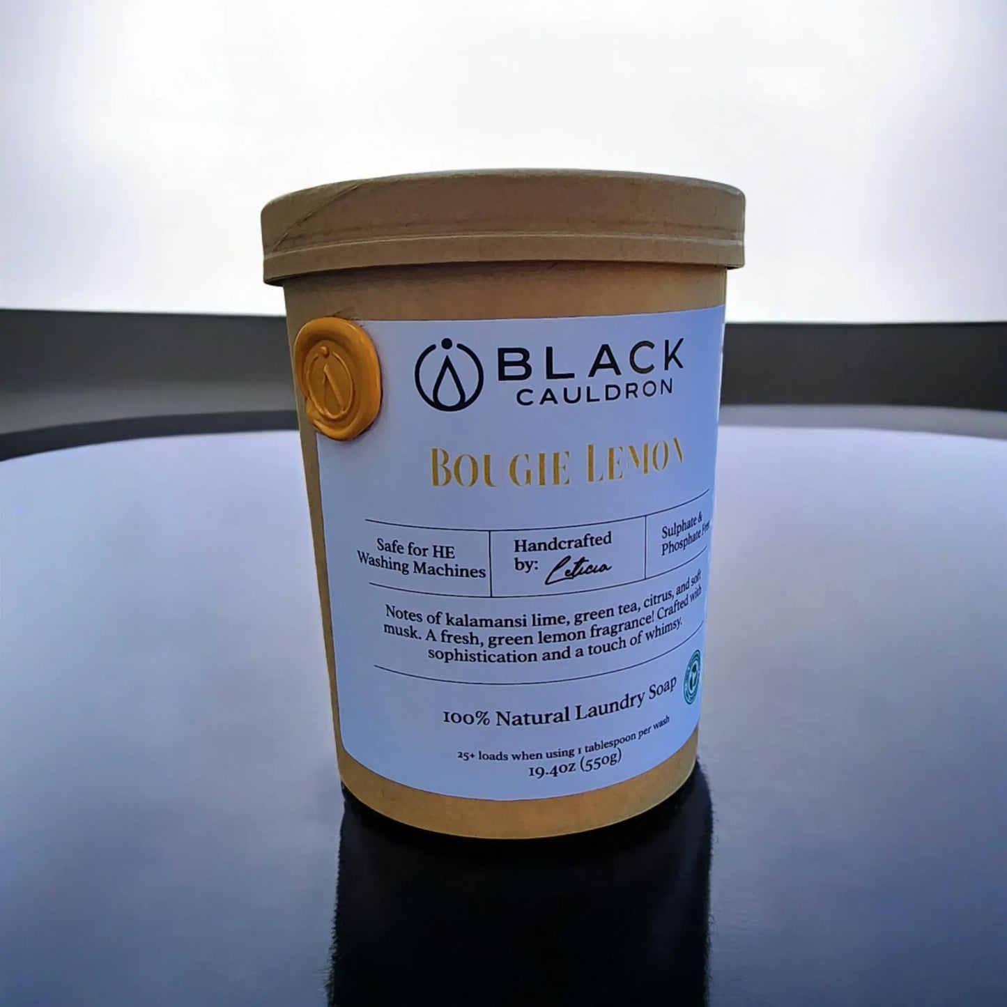Bougie Lemon Laundry Soap Powder 19.4oz - fully compostable packaging!!