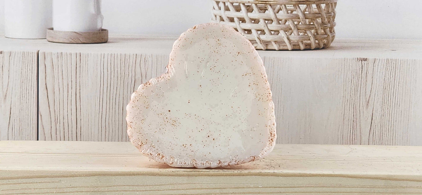 Pink Champagne Textured Heart Soap - with and without color glitter