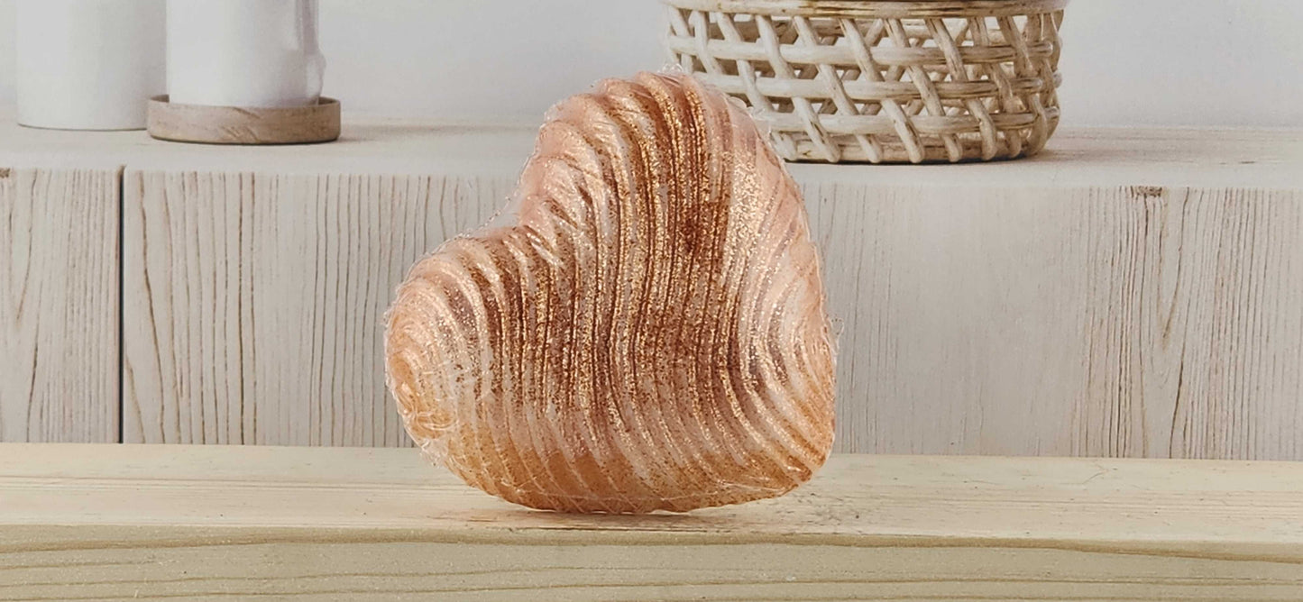 Pink Champagne Textured Heart Soap - with and without color glitter