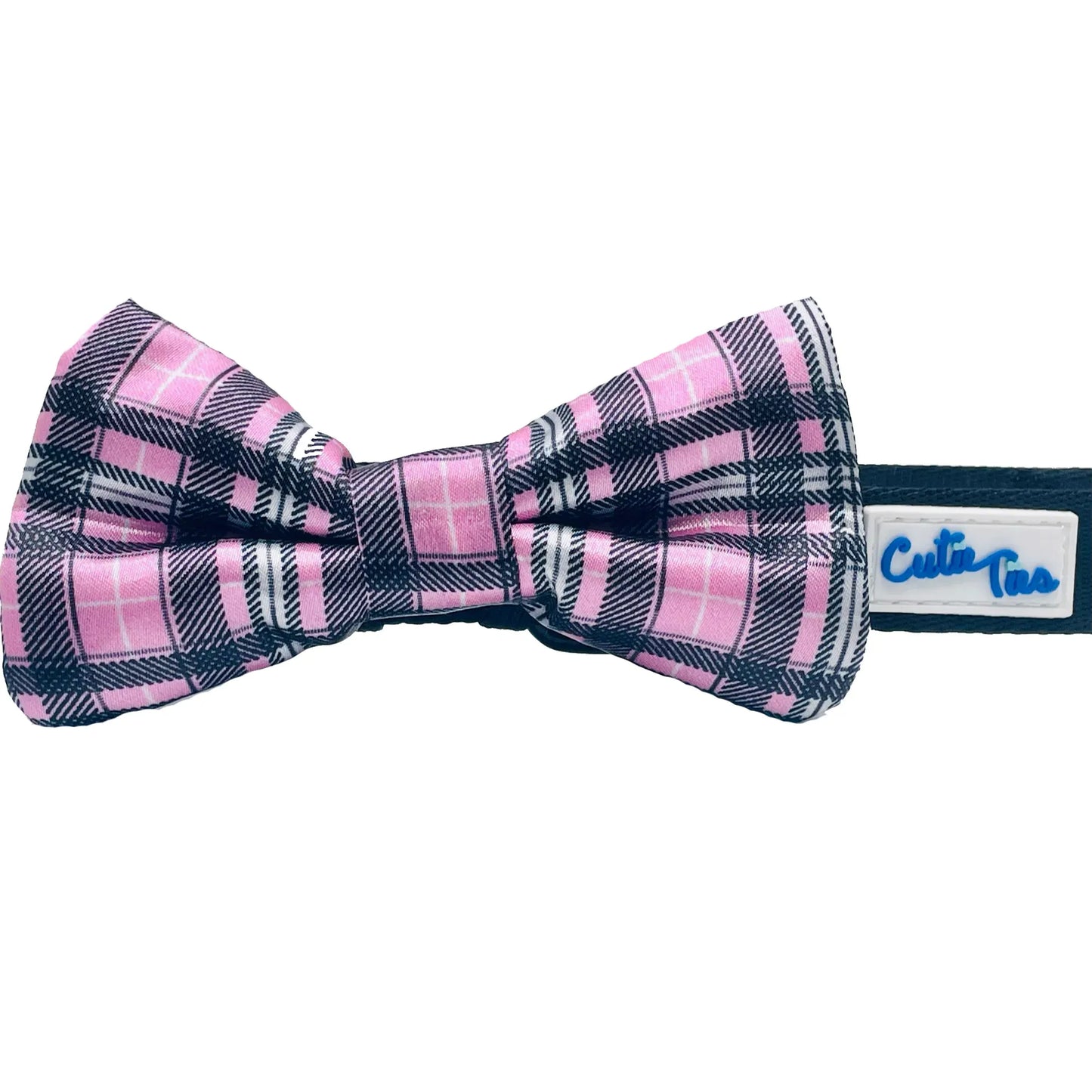 Plaid Pink Dog Bow Tie