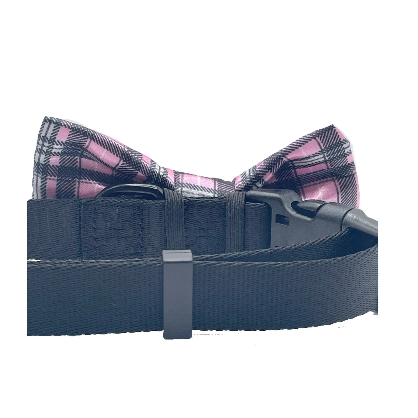 Plaid Pink Dog Bow Tie