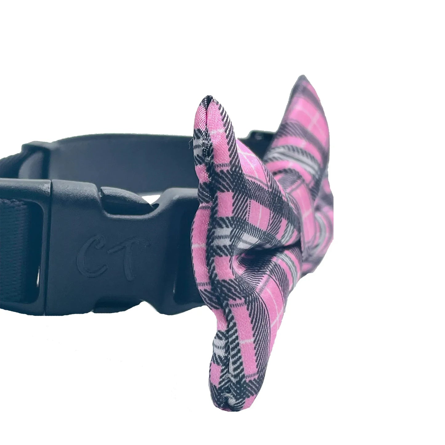 Plaid Pink Dog Bow Tie