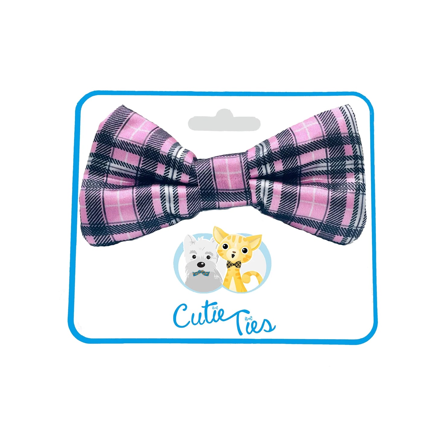 Plaid Pink Dog Bow Tie