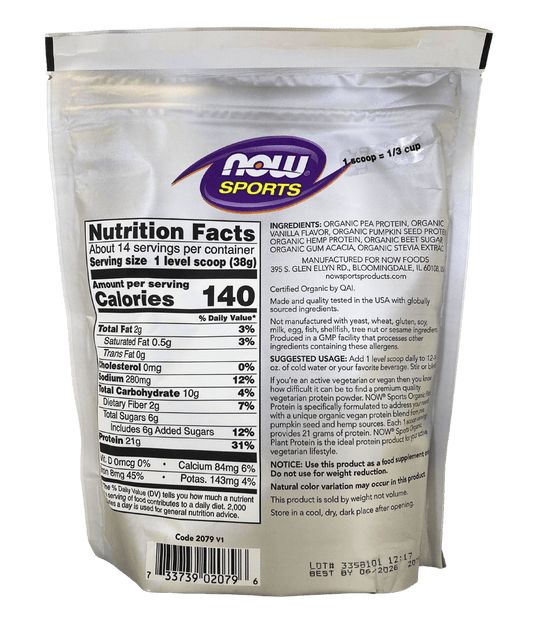 Plant Protein Powder, Organic, 1.2 lb