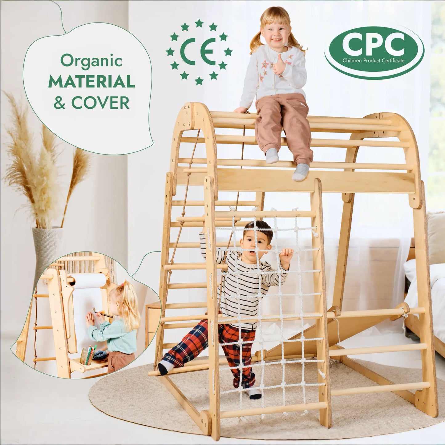 Indoor Playground for Children - 7in1 Playground + Swings Set + Slide Board + Art Set