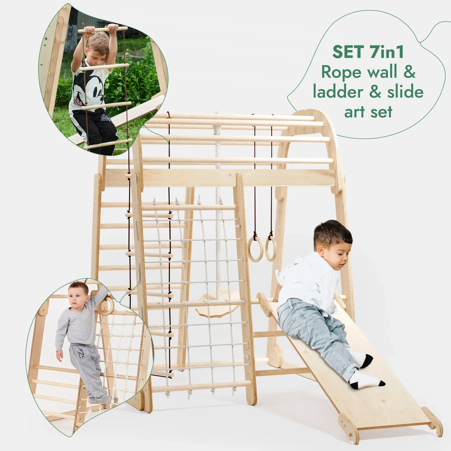 Indoor Playground for Children - 7in1 Playground + Swings Set + Slide Board + Art Set