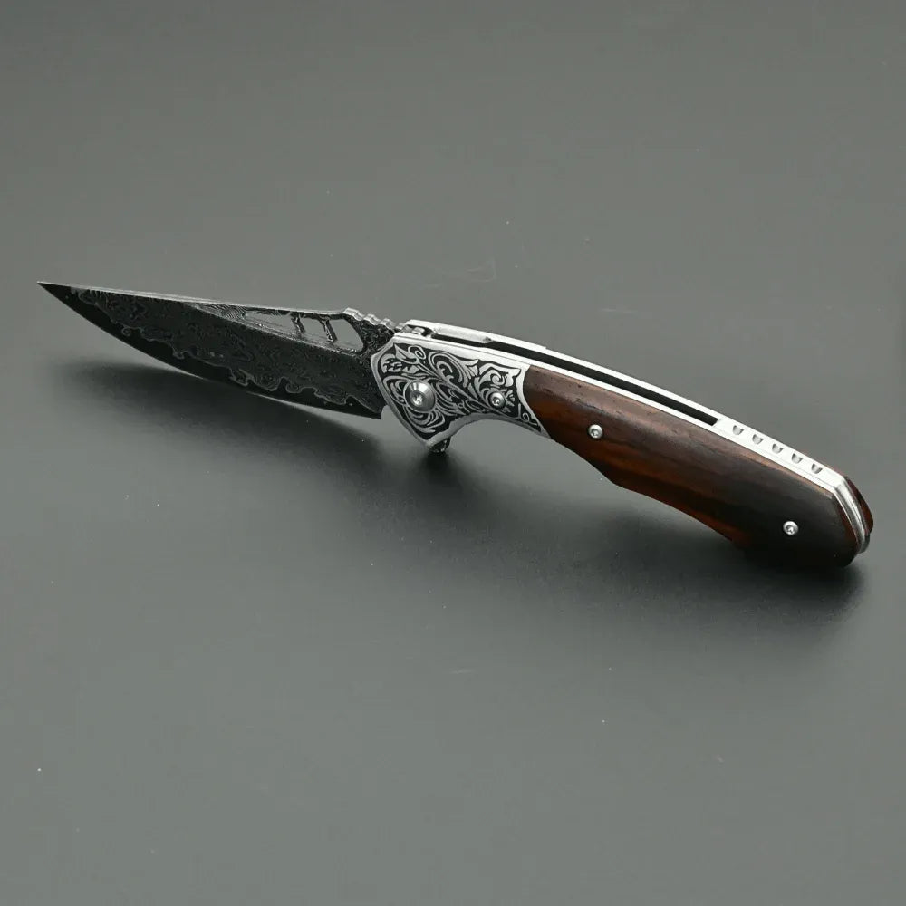 Artemis Japanese VG10 Damascus Pocket Knife with Clip & Exotic Red Sandal Wood Handle