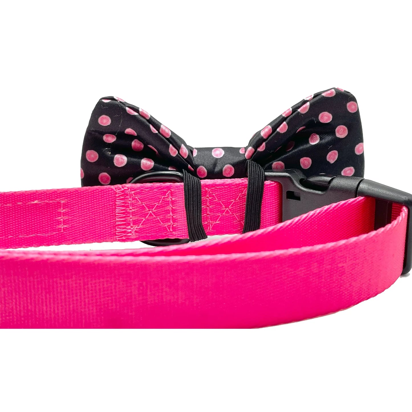 Polka-Dot Pink & Black Dog Bow Tie