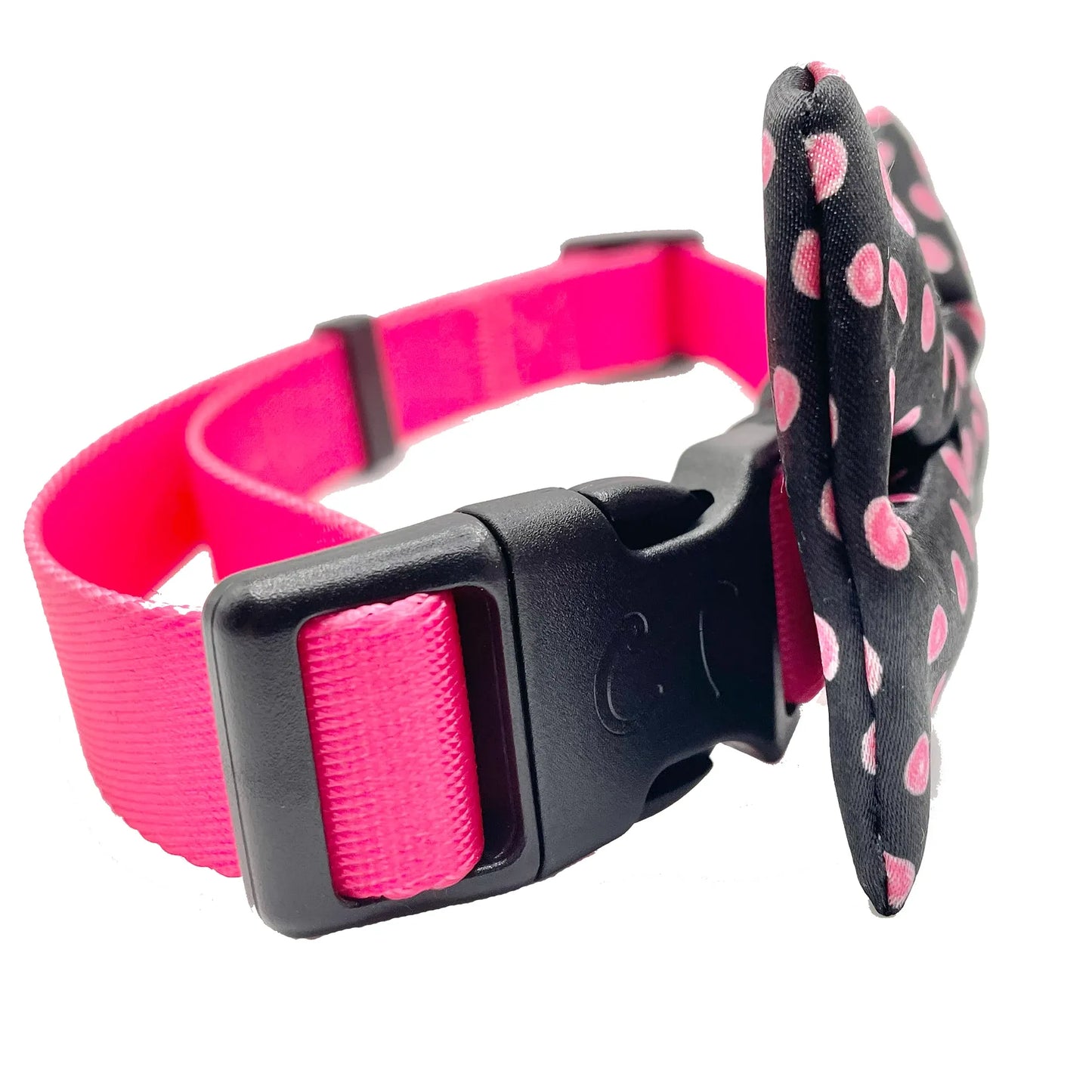 Polka-Dot Pink & Black Dog Bow Tie