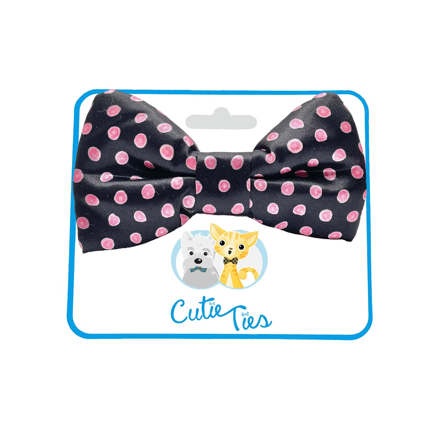 Polka-Dot Pink & Black Dog Bow Tie