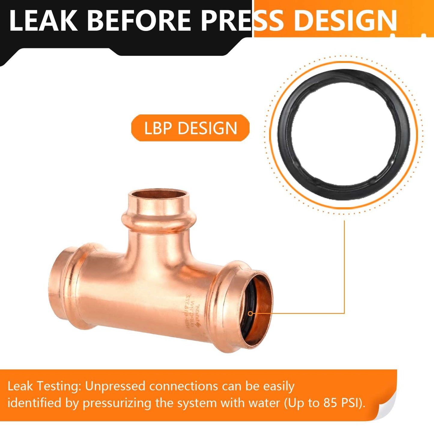 1" x 1" x 3/4" Press Copper Tee (Lead Free)