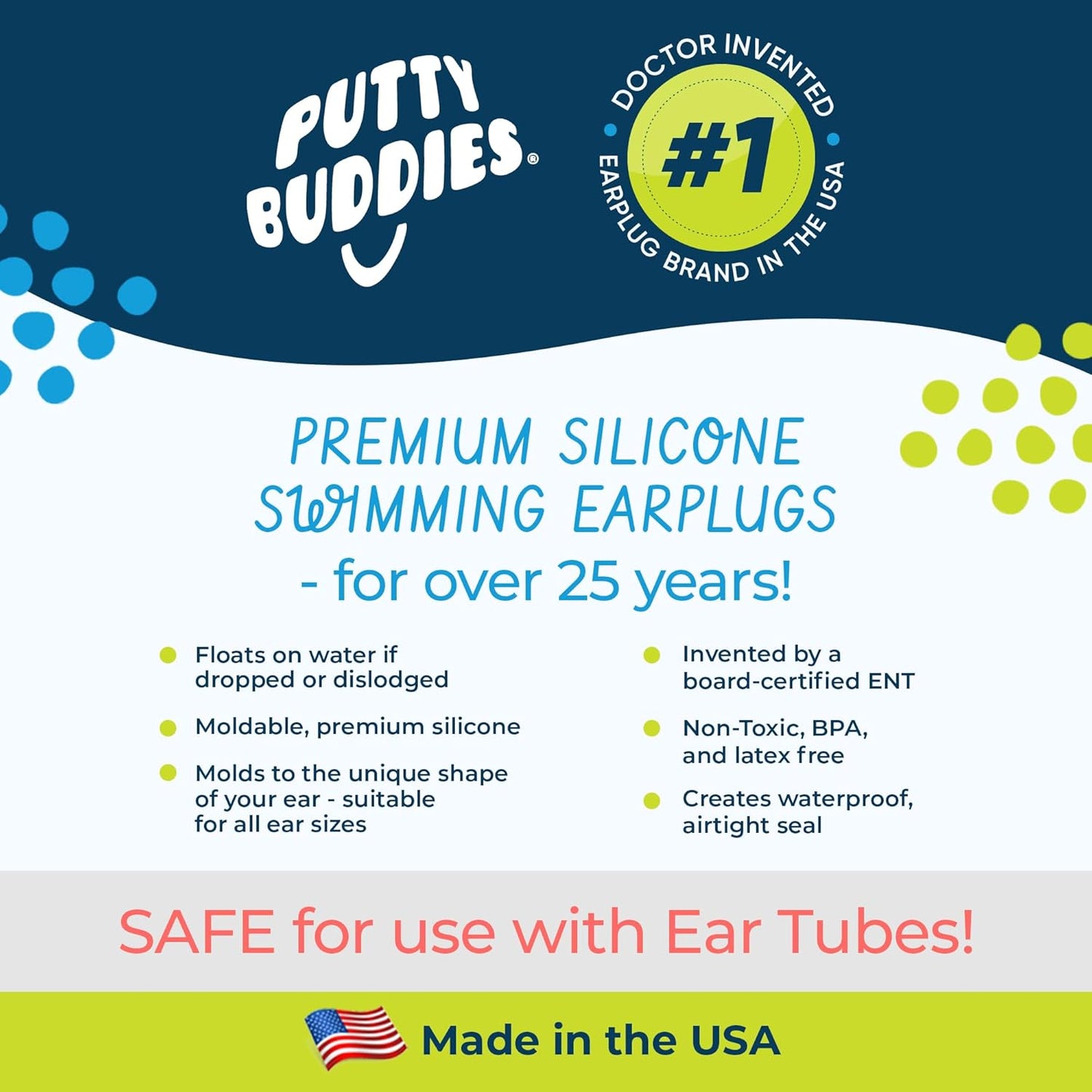 Putty Buddies Floating Earplugs 3-Pair Pack - 1 Set