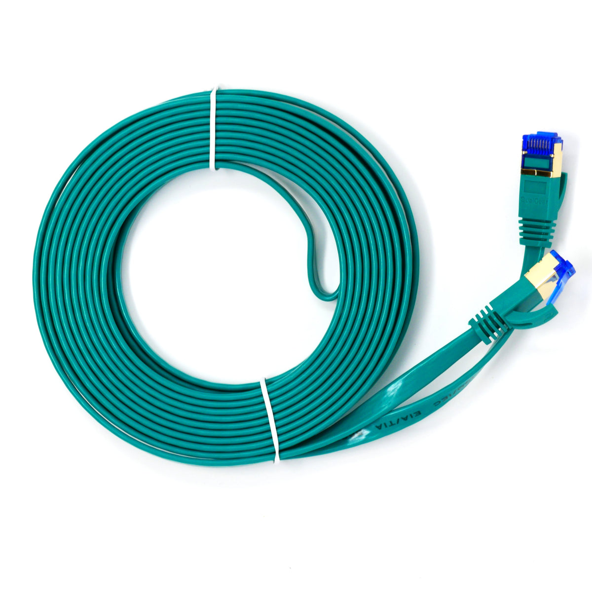 QualGear Cat 7 Ethernet Patch Cable, Flat, F/UTP Foil Shielded, 10 Gbps 600 MHz, QG-CAT7F