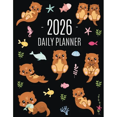 Otter Planner 2026: Daily Organizer: January-December (12 Months) Cute Animal Year Scheduler with Pretty Pink Hearts