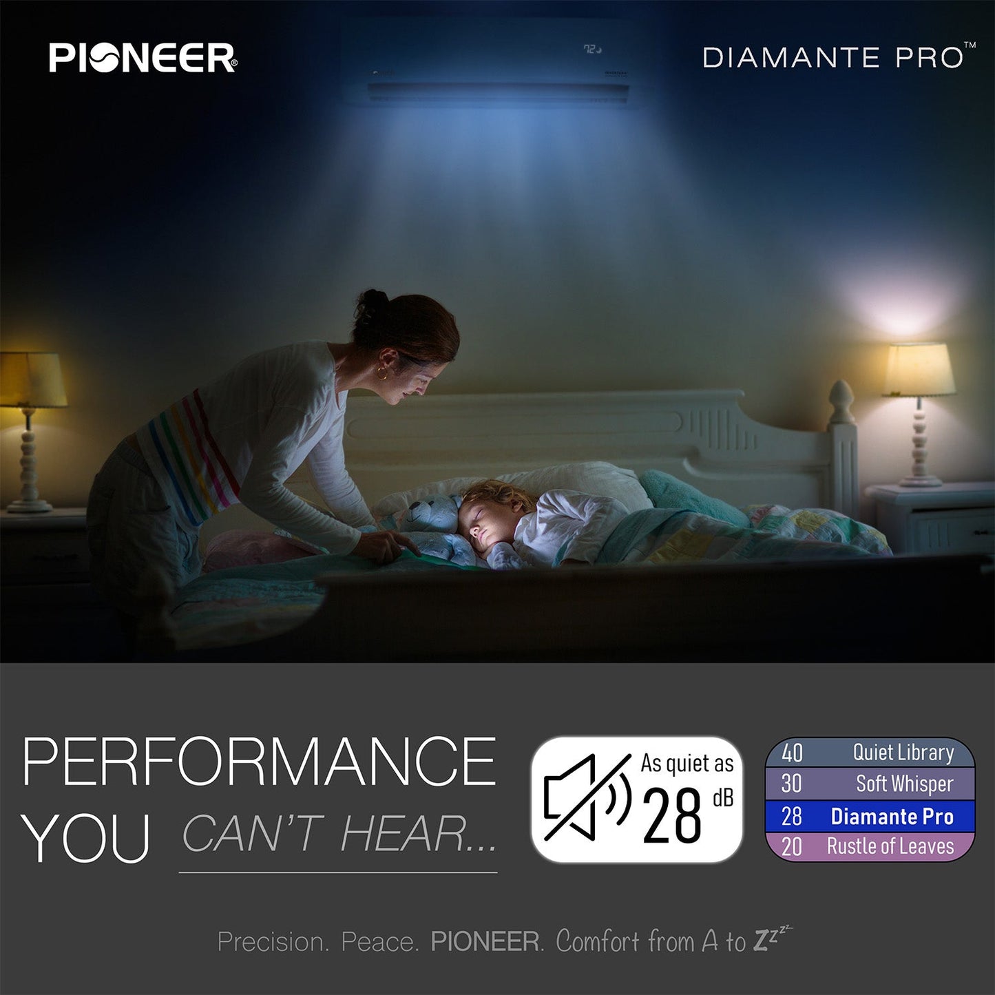 Pioneer® Diamante Pro™ 12,000 BTU 23 SEER2 230V High-Wall Ductless Mini-Split Air Conditioner Inverter Heat Pump with 16 Ft. Kit