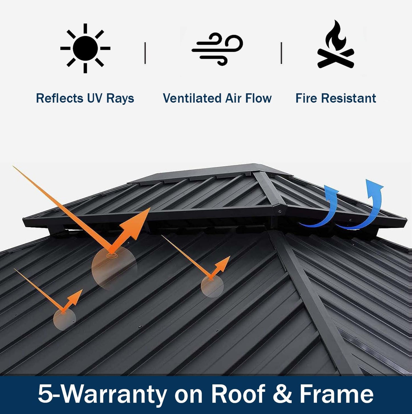 Shade N' Shelters 12' x 14' Duncan Hardtop Gazebo with Mosquito Netting