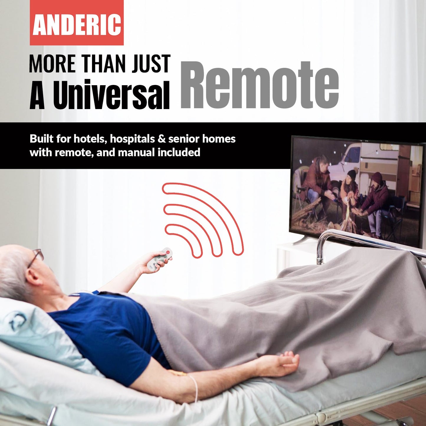 Anderic RR1004 Simple Big Button 1-Device TV Universal Remote Control