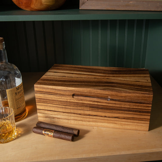 Cigar Humidor - Zebrawood with Spanish Cedar Lining - 80 Capacity
