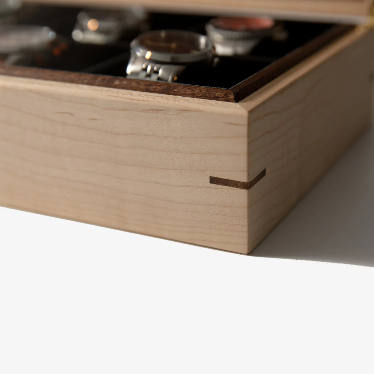 Watch Box - Curly Maple and Sapele Mahogany - 8 Watch Compartments - 🆕 New Arrivals, All Products, Products from Red Ridge Woodworking, 💄 Health + Beauty - Little Red General Store