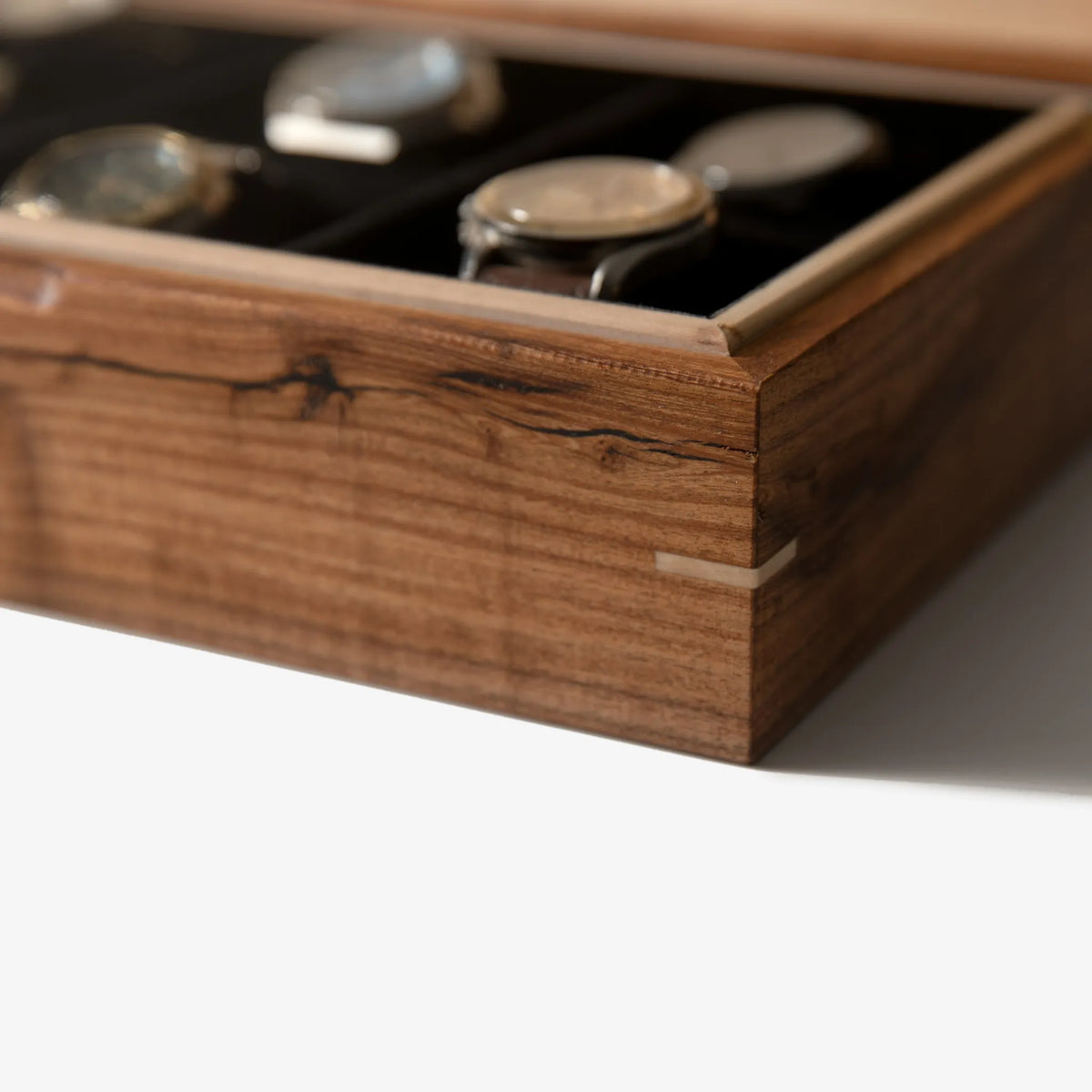Watch Box - Desert Mesquite and Curly Maple - 8 Watch Compartments - 🆕 New Arrivals, All Products, Products from Red Ridge Woodworking, 💄 Health + Beauty - Little Red General Store