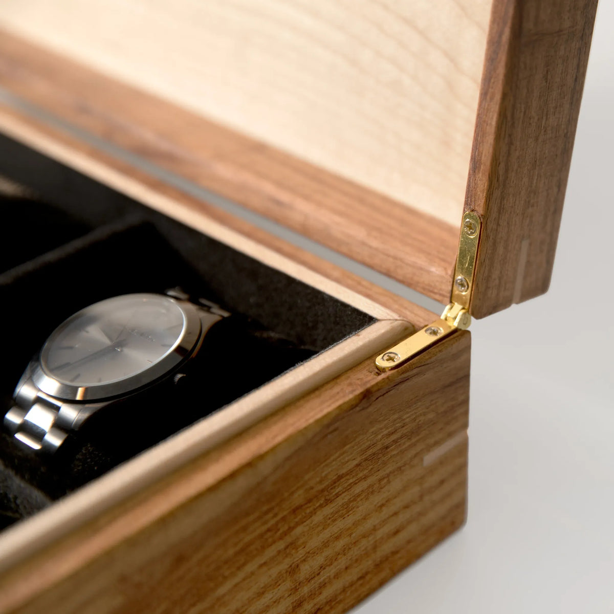 Watch Box - Desert Mesquite and Curly Maple - 8 Watch Compartments - 🆕 New Arrivals, All Products, Products from Red Ridge Woodworking, 💄 Health + Beauty - Little Red General Store