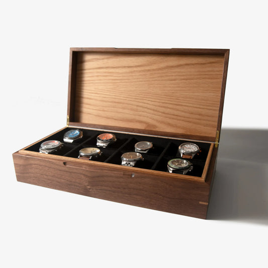 Watch Box - Black Walnut and Oak - 8 Compartments - 🆕 New Arrivals, All Products, Products from Red Ridge Woodworking, 💄 Health + Beauty - Little Red General Store