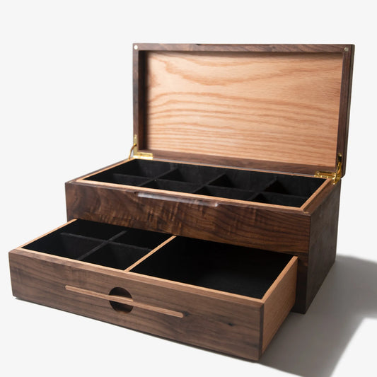 Watch Box with Drawer - Black Walnut and Oak - 12 to 16 Watch Compartments - 🆕 New Arrivals, All Products, Products from Red Ridge Woodworking, 💄 Health + Beauty - Little Red General Store