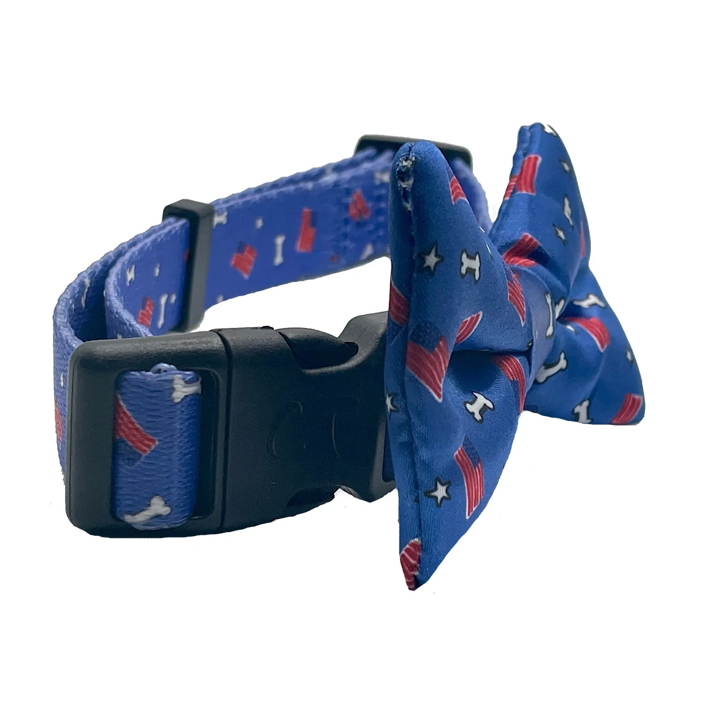 Red, White and Bones American Flag USA Dog Bow Tie